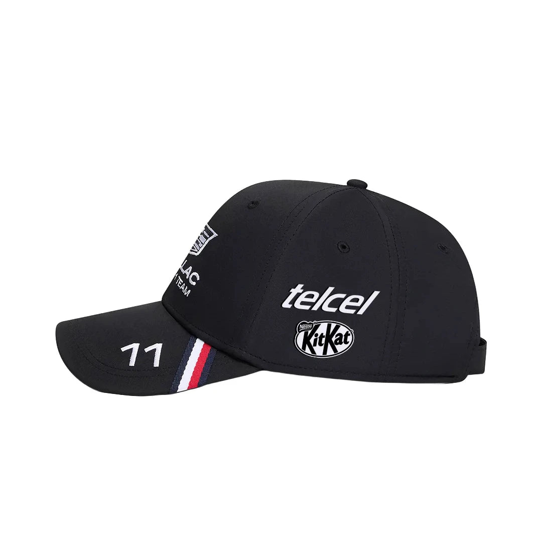 Gorra Negra Checo Pérez Cadillac F1 Team con patrocinadores