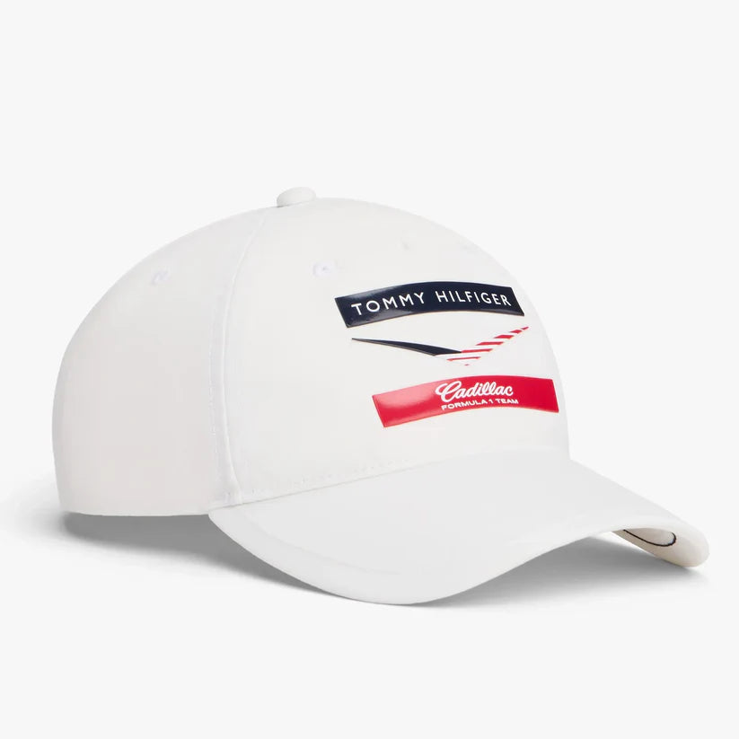 Gorra Cadillac F1 Team x Tommy Hilfiger Chevron Blanca Oficial 2026