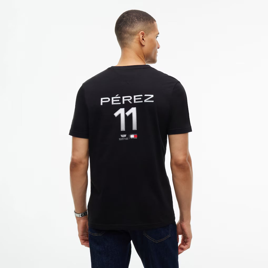 Playera Negra Cadillac F1 Team x Tommy Hilfiger Logo Chevron