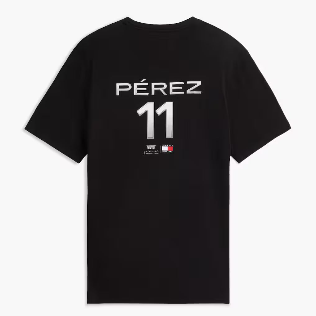 Playera Negra Cadillac F1 Team x Tommy Hilfiger Logo Chevron